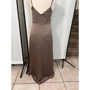 Birdy Grey women’s bridesmaid Catherine Dress Matte Satin brown champagne medium thumbnail 7