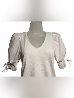 Nation LTD Ladies White Puff Sleeve Blouse Size Small thumbnail 2