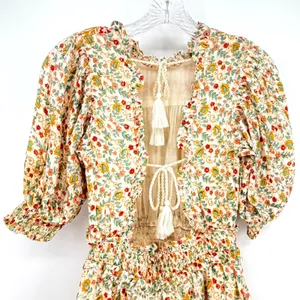 Cleobella‎ Dallas Floral Print Mini Dress Womens XS Cream Boho Feminine Coquette thumbnail 8