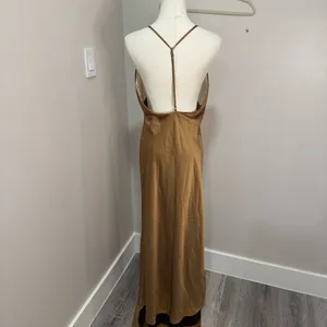 Abercrombie & Fitch‎ Brown Cream Colorblock Satin Maxi Slip Dress MT Tall thumbnail 5