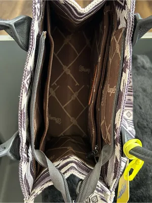 Wrangler Purple Aztec Canvas Tote with Detachable Aztec Strap thumbnail 4