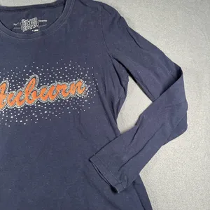 Auburn Shirt Womens Large Retro Brand Long Sleeve Rhinestone Graphic Tee Tigers‎ thumbnail 6