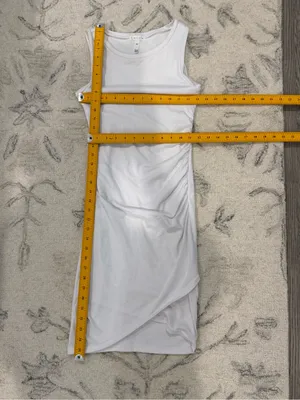 Leith White Ruched Asymmetrical Midi Dress XXS thumbnail 6