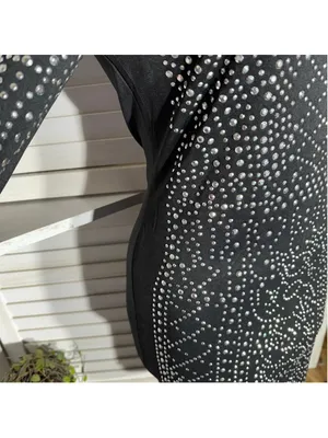 Vintage Y2K studded dress bodycon black punk goth rave alt edgy biker grunge M L thumbnail 6