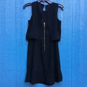 Banana Republic Black Ruffle Top Sleeveless Little Black Dress Size 0P v6x thumbnail 3