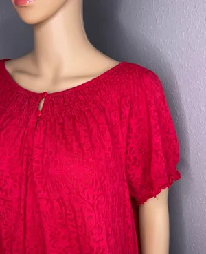 Kim Roger’s Short Sleeve Floral Print Top Blouse Red Size XL thumbnail 3