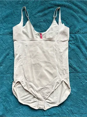 Spanx 10129P Open Bust Brief Bodysuit 2X Beige Oat Nude Shapewear Slimming thumbnail 2