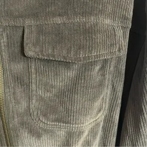 Aerie Green Ribbed Corduroy Zip Up Women's Cropped‎ Jacket Size Medium thumbnail 2