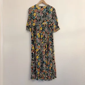 Natural Life Sage Midi Dress XS/S Boho Tiered Floral Keyhole Peasant Cottagecore thumbnail 8