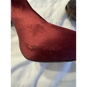 BCBG Max Azria Heels Burgundy Satin Slingback Sandals Peep Toe Stiletto Size 6 thumbnail 2