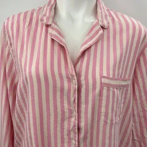 Victoria’s Secret long sleeve pink striped pajama top thumbnail 2