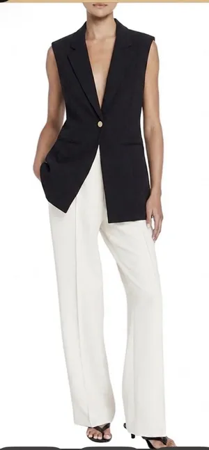 Club Monaco Women's Varlah Relaxed Long Vest Size Small Black 90's Longline thumbnail 1