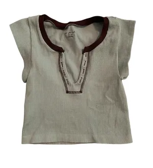 Out From Under Go For Gold Ribbed Seamless Cap Sleeve Crop Top thumbnail 1