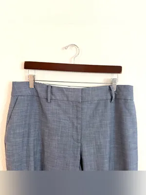 Talbots Womens Pants Blue Crosshatch High Waist Hampshire Ankle Curvy Size 18W thumbnail 3
