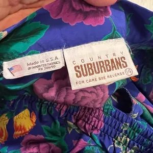 Vintage Country Suburbans Women's Size 2 Pull On Skirt Elastic Waist Blue Floral thumbnail 8