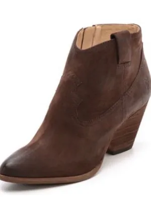 Frye Reina Western Ankle Bootie Brown Leather Size 7.5 EUC thumbnail 1
