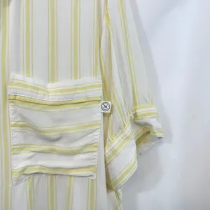 Martha Stewart Large Pajama Set Yellow White‎ Striped Rayon Short Sleeve 497 thumbnail 4