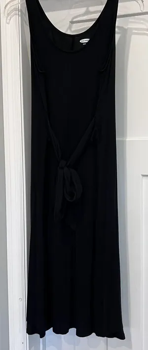 Old Navy Maternity Small Black Sleeveless Front Tie Jersey Midi Dress Scoop Neck thumbnail 1