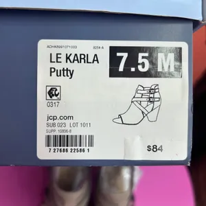 Libby Edelman Womens 7.5 Karla Open Toe Booties Putty‎ Buckle Straps New In Box thumbnail 7