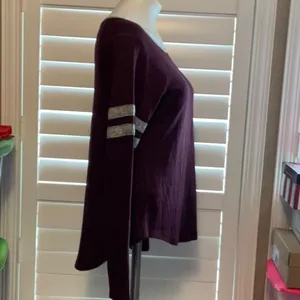 SO Women's Dark Purple Sweatshirt with Silver Stripes thumbnail 2