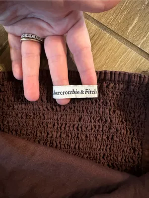 Abercrombie & Fitch Brown Square-Neck Ribbed Crop Tank thumbnail 3