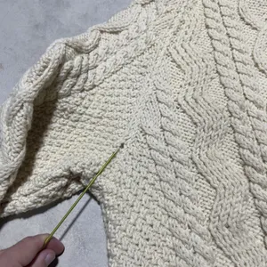 Blarney Woollen Mills Aran Knit Sweater Cream Pure Wool Ireland Women's SZ M thumbnail 6
