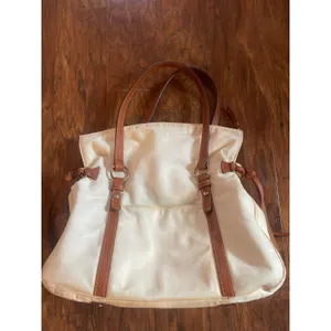 DOONEY & BOURKE Smith Bag *AS IS Nylon Leather Cream Color Purse Tote thumbnail 5