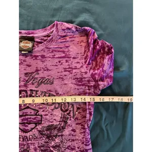 Vintage Y2K Harley Davidson Women's Small T-Shirt Bling Las Vegas Nevada Purple thumbnail 2