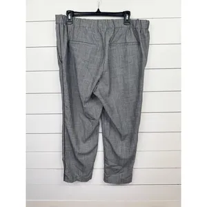 Old Navy Grey Flat Front Dress Trousers Black Side Stripe Modern Size 14 Pants thumbnail 3