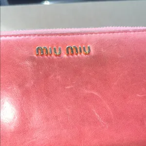 Designer Miu Miu Coral Pink Leather Wallet thumbnail 10