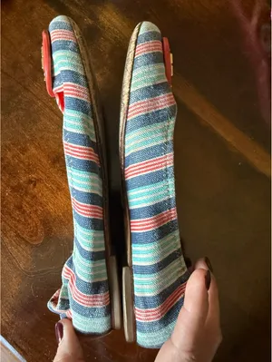 Tory Burch Striped Ballet Flats with Red Logo Accent thumbnail 3