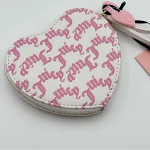 Juicy Couture V-I Heart Juicy Heart Zip Around Wristlet Snow‎ White Chiffon Pink thumbnail 5