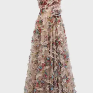 Floral Strapless Maxi Gown sheer lines lightweight thumbnail 3
