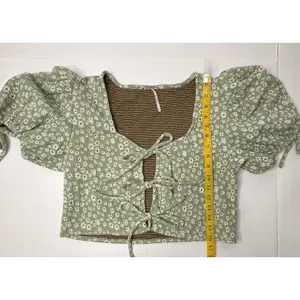 Free People Sweet Sun Crop Top Sz M Green Floral Girlcore Boho Cottagecore Chic thumbnail 4