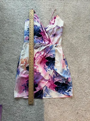NLW Sleeveless Floral Wrap-Style Mini Dress - Pink & Blue thumbnail 6