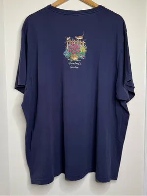 Vintage Bobbie Brooks Woman T Shirt Grandma’s Garden Plus Size 26/28 Cats Birds thumbnail 5