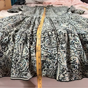 OPT Boho‎ Paisley Print Long Sleeve Tiered Midi Dress Peasant Prairie Ruffle M thumbnail 12