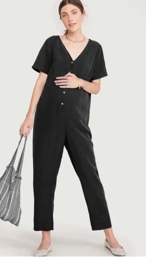 HATCH Black‎ The Noelle JumpSuit Size 2 Medium Maternity Black thumbnail 1