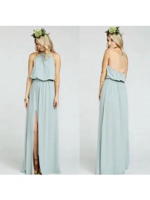 Show Me Your MuMu Dress Small Heather Halter Sage Crisp Wedding Resort Beach thumbnail 2