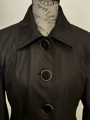 Kenneth Cole Black Button-Front Long Trench Coat thumbnail 2