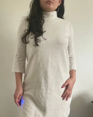 NWOT Mock Neck Cream 3/4 Length Sleeve Dress thumbnail 1