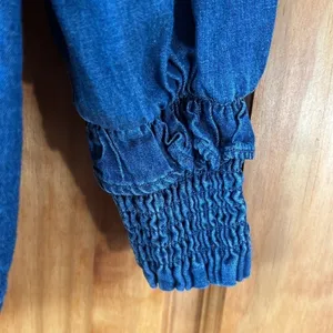 Willow Drive Chambray Blue Denim Ruffle Shirt Small thumbnail 2