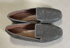 CARVELA Women's Shine Gem-Detail Slip-On Flats Grey & Silver Size 8.5 thumbnail 1