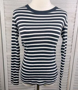 GAP The Bowery Super Soft Long Sleeve Tee Navy/White Stripes-XS thumbnail 1