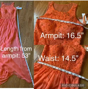 Illusion back prom evening gown size M Orange Size M thumbnail 14