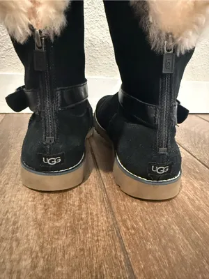 UGG Nessa Black Suede Shearling-Trim Buckle Mid-Calf Boots Size‎ 5 thumbnail 6