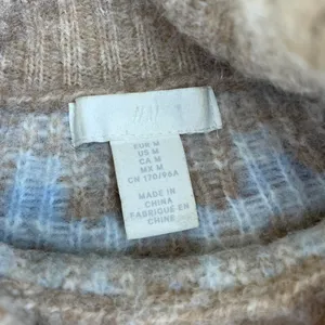 H&M Tan and cream knit oversized turtleneck sweater sz M thumbnail 4