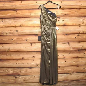 Mac Duggal 26537 Womens Draped One Shoulder Grecian Metallic Gown Dress thumbnail 8