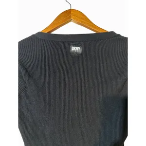 DKNY Medium Black Ribbed Henley Long Sleeve Bodysuit Snap Front thumbnail 6