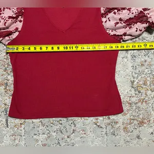 Anthropologie Dolan Lace Puff Sleeve Top size XL red thumbnail 6